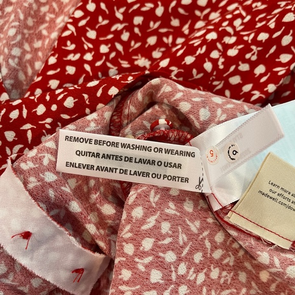 Madewell Kinston Side-Button Wrap Top in Park Picnic Size XS NWOT Red Floral - Picture 9 of 12